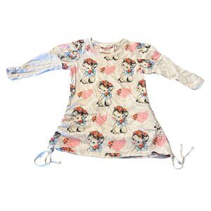Little Wings‎ retro 24 Months Organic shirt– Kitten & Heart Print, Long Sleeve